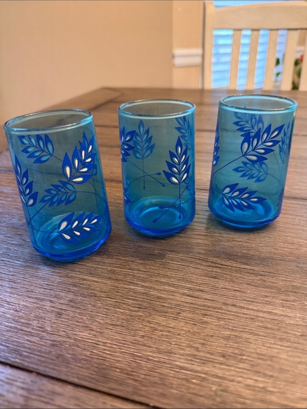 Set of 3 Libbey Bolero with dark blue leaves